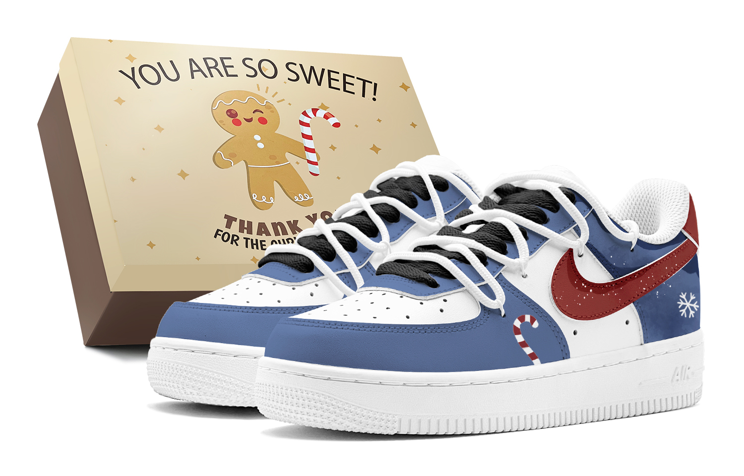 

Air Force 1 Couple's, Winter Frost, Snowflake, Candy, Ambient, модные универсальные низкие кеды для скейтбординга Unisex Nike, красный синий