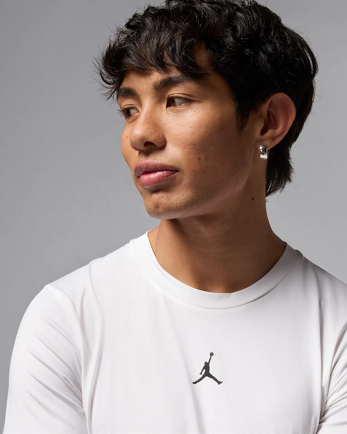 Мужская длинная базовая футболка Dri-FIT Jordan Sport, White/Black — фото 3