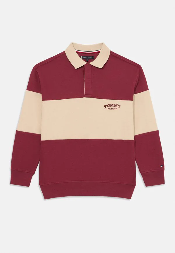 Рубашка-Поло с длинными рукавами в стиле колор-блок Tommy Hilfiger, Red/Beige