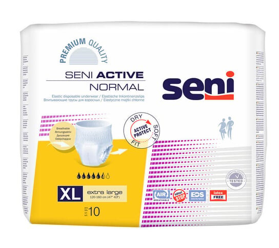 

Очень большие 120-160 см, эластичные впитывающие трусики, 10 шт. Seni Active Normal