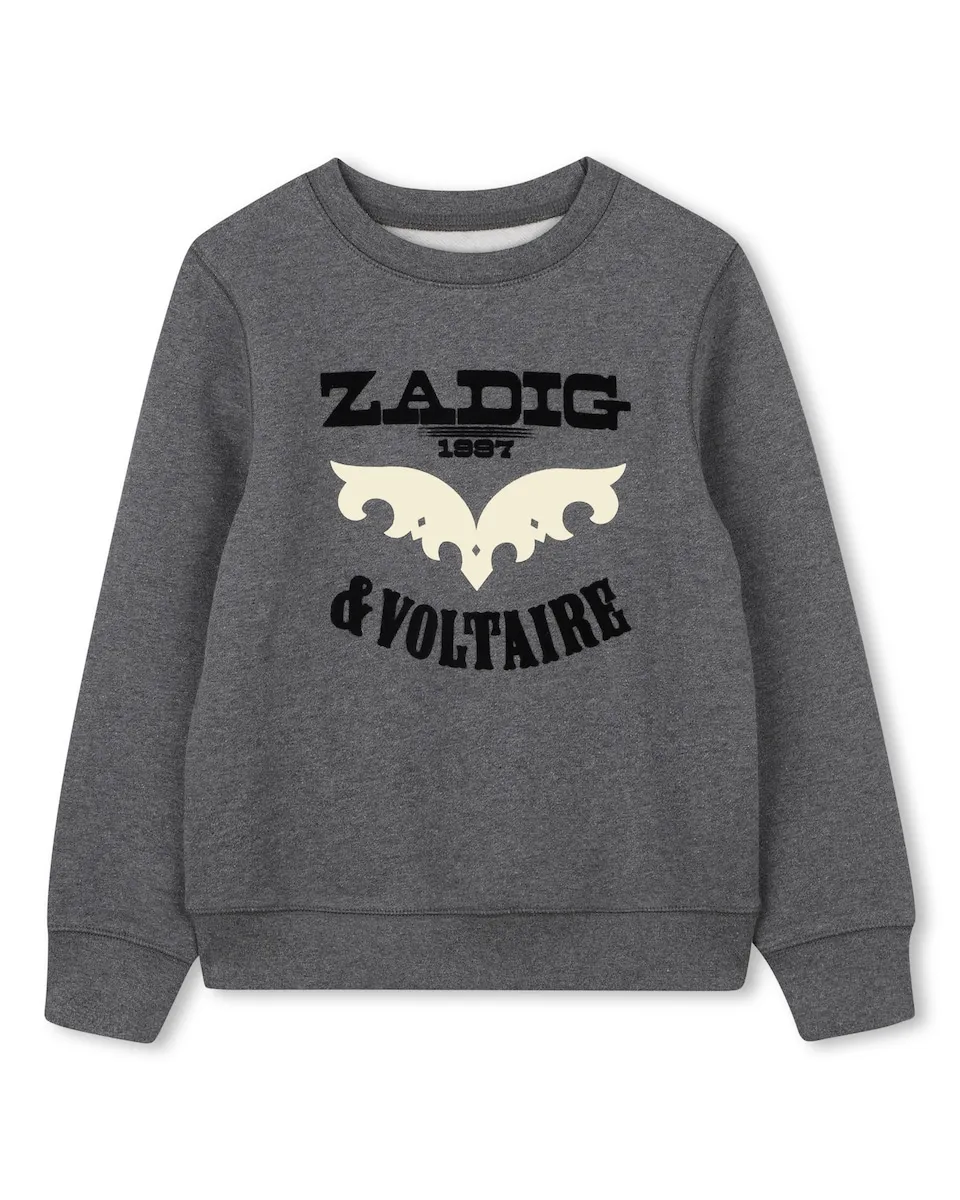 

Детская толстовка черного цвета из хлопка Zadig & Voltaire