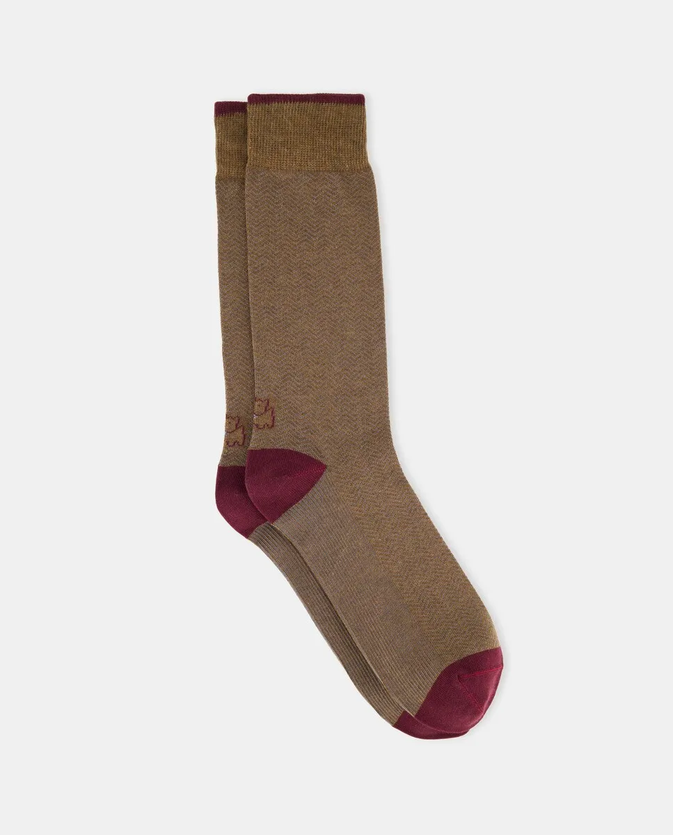 

Мужские коричневые носки до середины икры с принтом «елочка» Kiff-Kiff