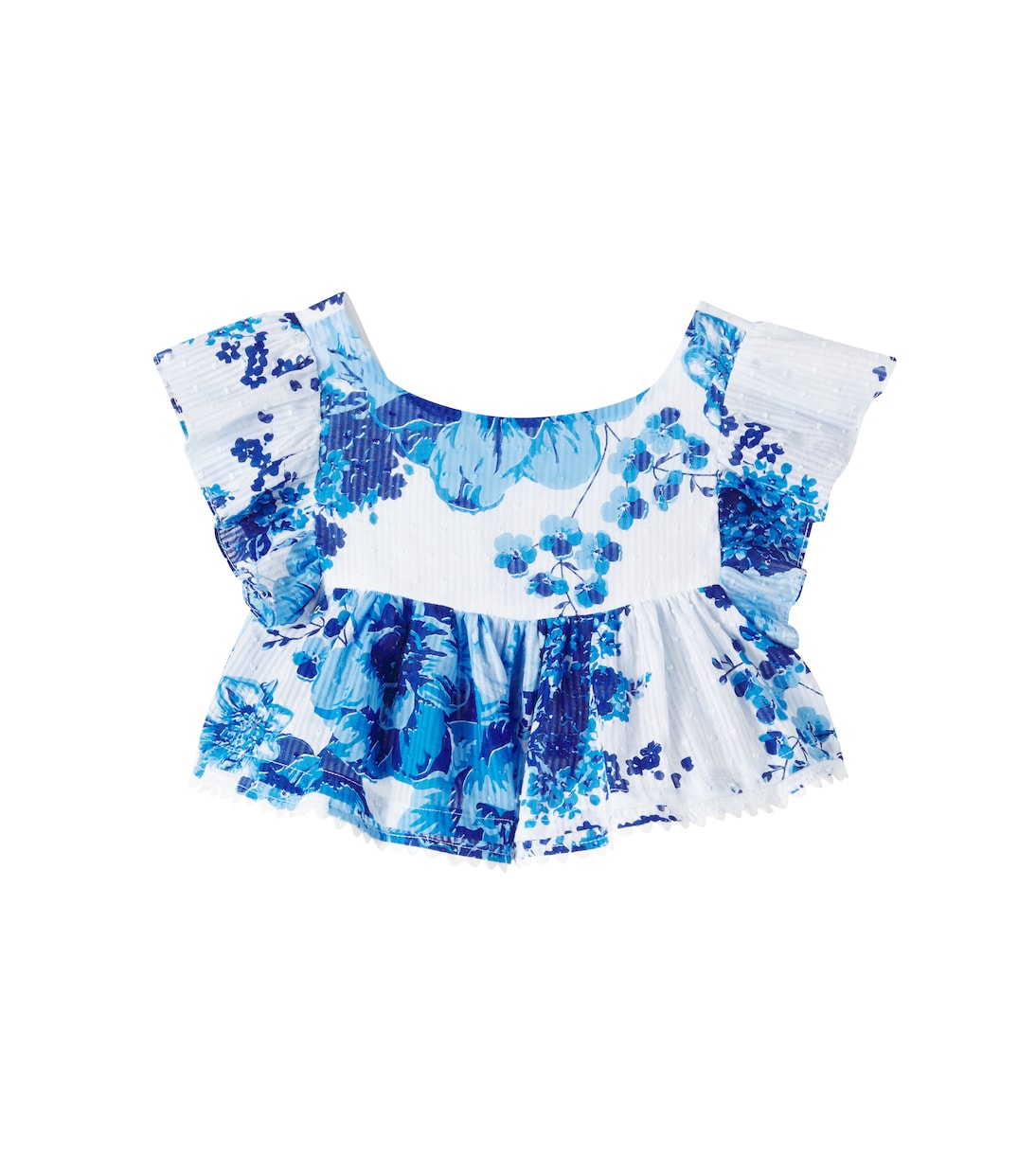 

Топ из хлопка с воланами Cycas Poupette St Barth Kids, Blue Cottage