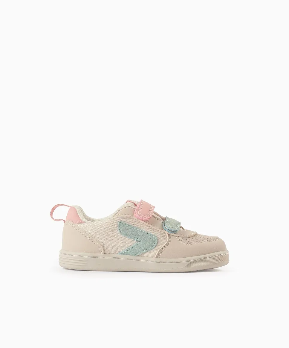 

Детские спортивные кроссовки на липучках из ткани Zippy, бежевый