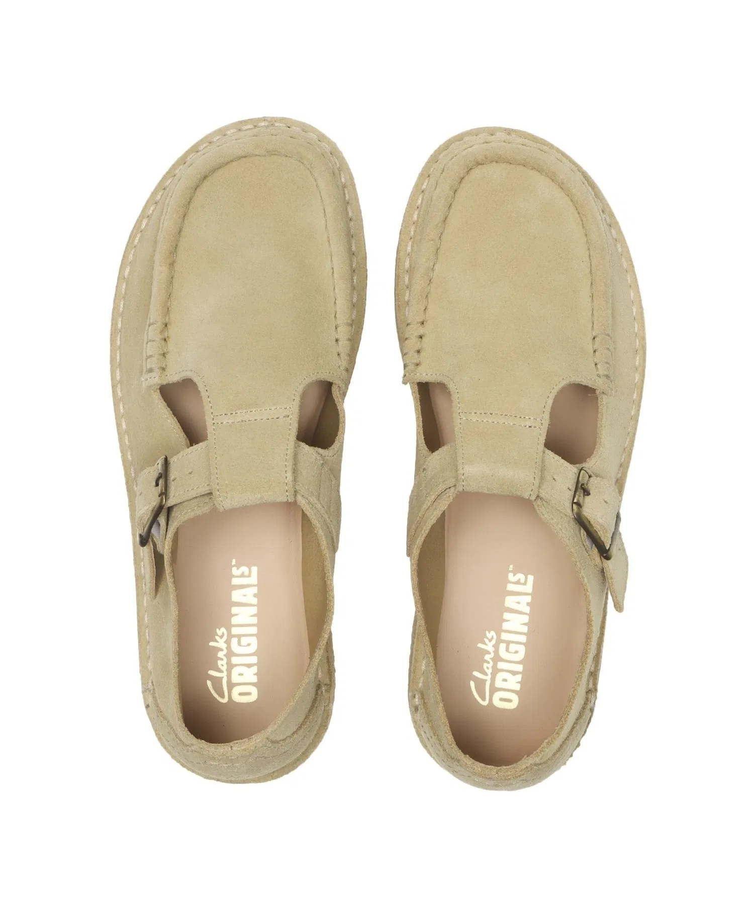 Мужские мокасины из натуральной кожи Clarks NOMAD T BAR бежевые — фото 4
