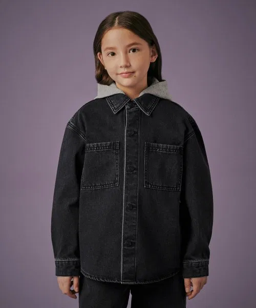 Детская джинсовая рубашка MUSINSA STANDARD KIDS с капюшоном