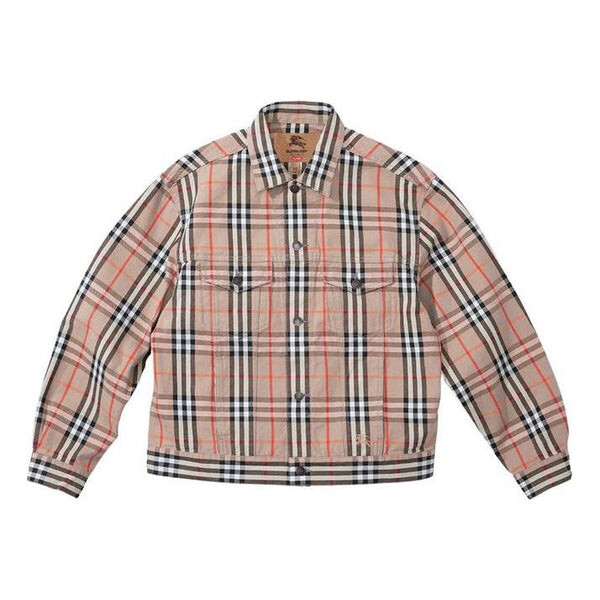 

Куртка x burberry denim trucker jacket 'tan black white' Supreme, бежевый