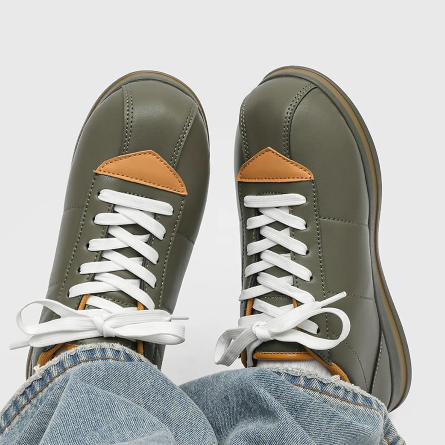 Мужские кроссовки повседневные дышащие модные ретро кроссовки для бега винтажные повседневные рабочие и теннисные обувь для мужчин Generic, зеленый — фото 4