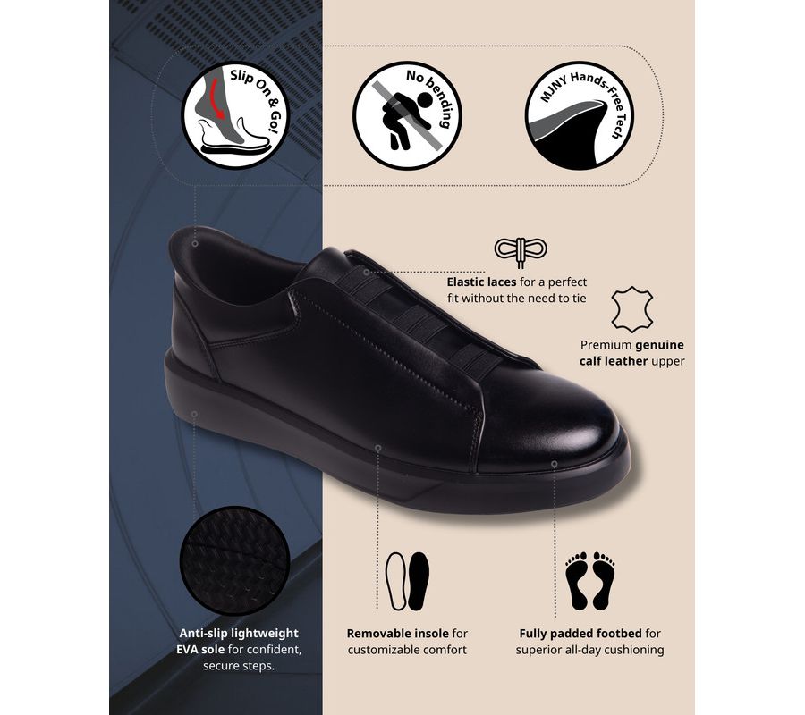 Мужские легкие кроссовки Allen St Hands-Free Slip On Technology Marc Joseph New York, Black napa leather/black — фото 2