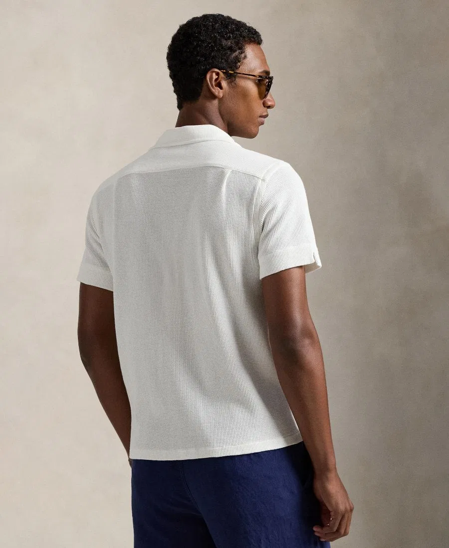 Мужская рубашка с коротким рукавом из вафельной вязки Polo Ralph Lauren — фото 4