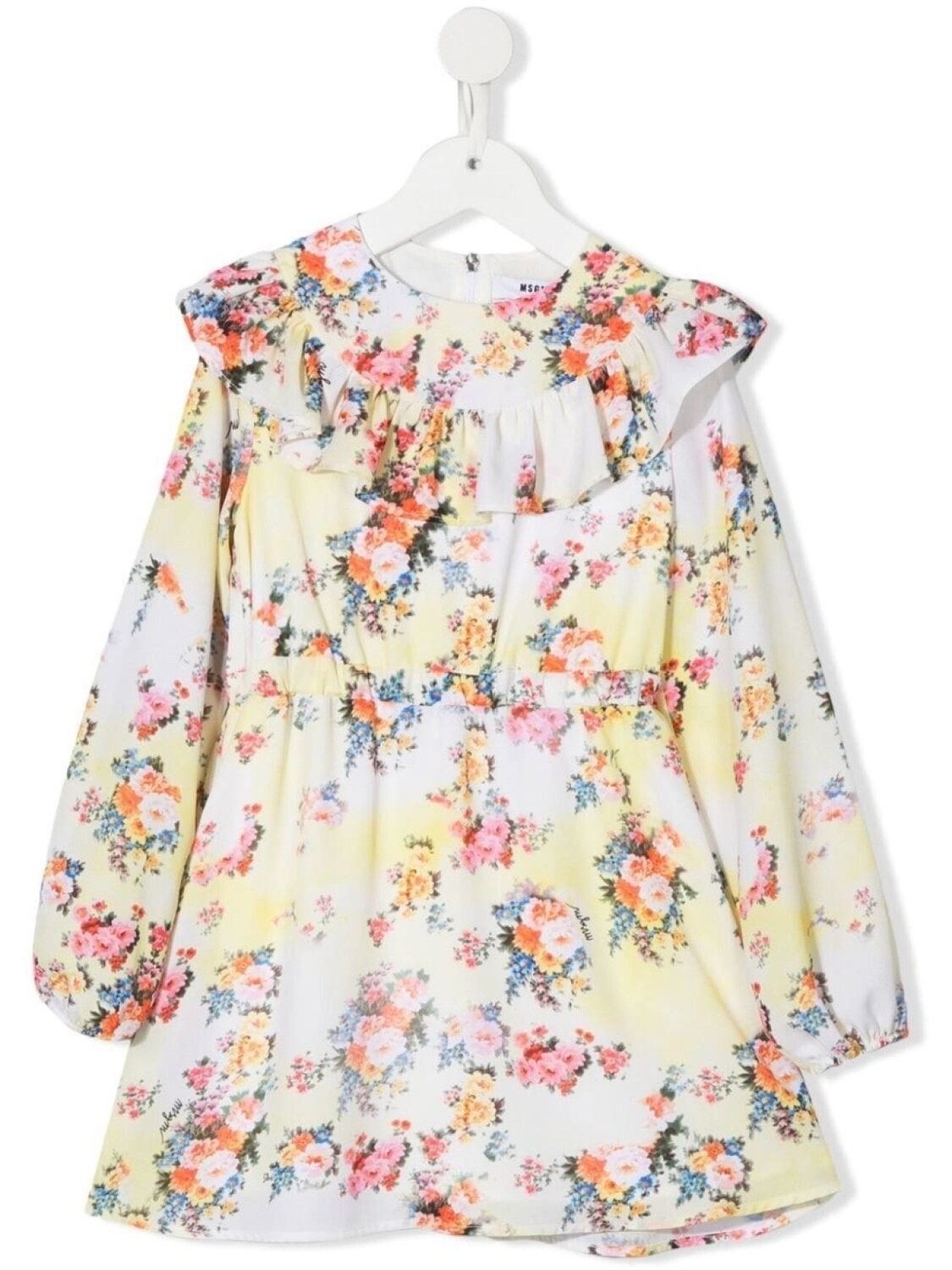 

MSGM Kids платье с оборками и цветочным принтом, желтый
