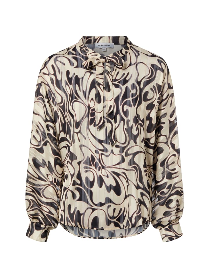 

Блузка с бантом бежевого и черного цветов More & More