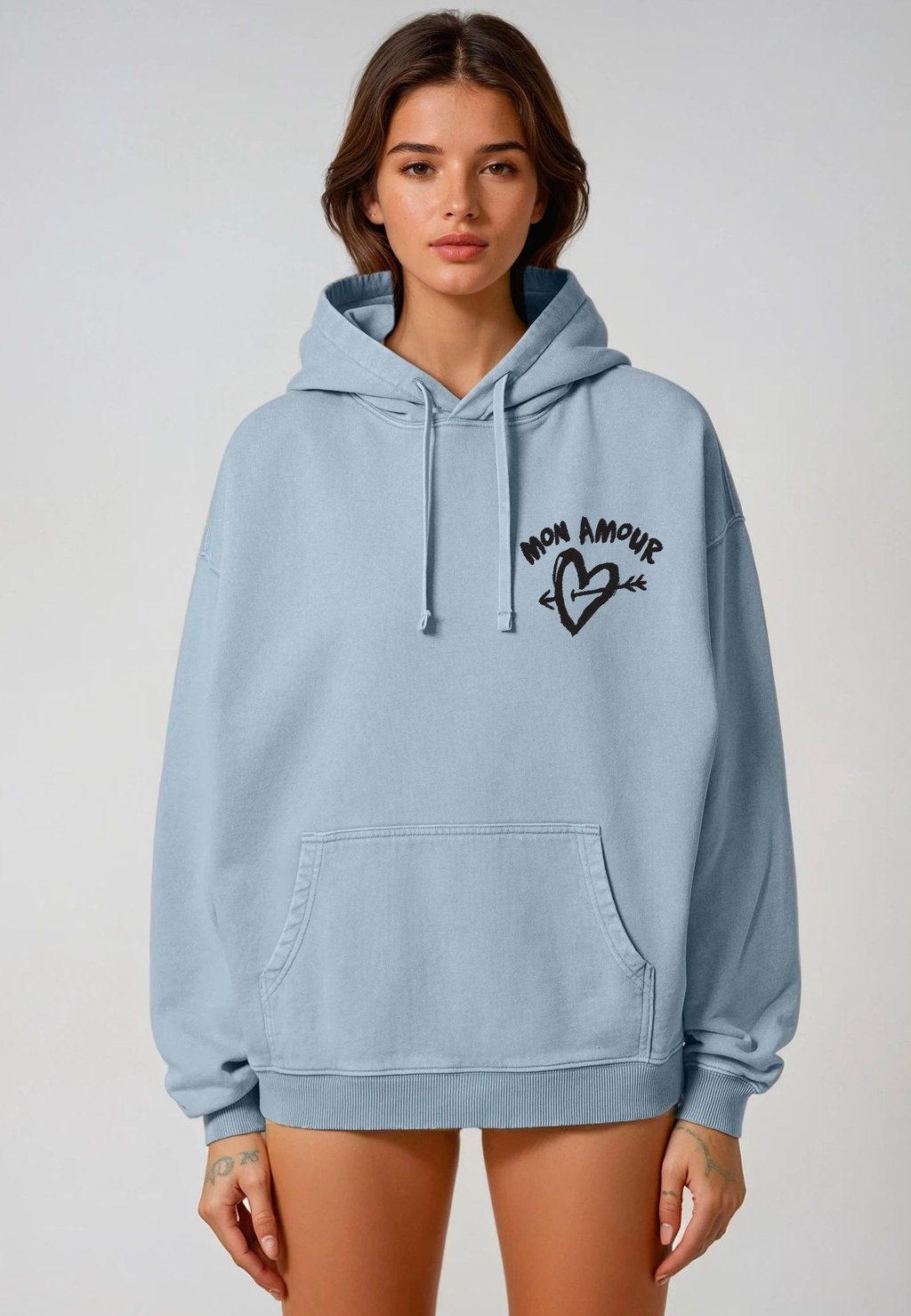 

Толстовка MON AMOUR EMBROIDERY VINTAGE - Hoodie Mira Paris, светло-голубой