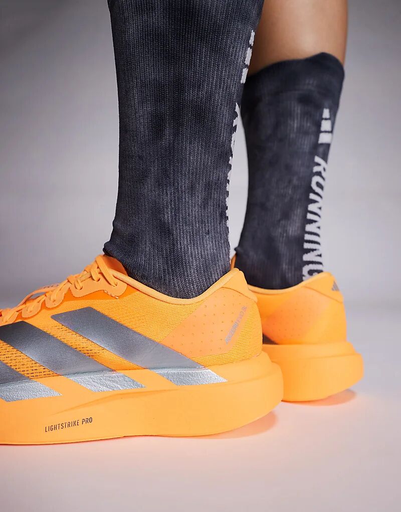 Кроссовки Adidas Running Adizero EVO SL в оранжевом и серебристом цветах — фото 3