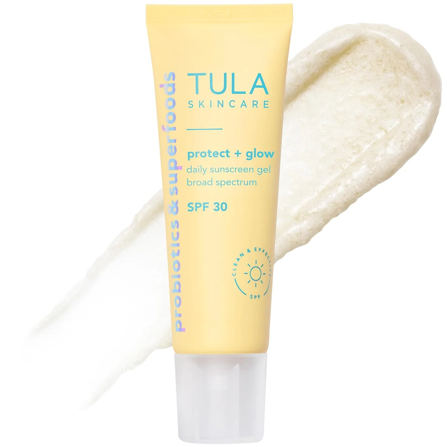 Солнцезащитный крем TULA Skincare Protect + Glow Daily Sunscreen SPF 30 для защиты от тусклости кожи и солнца, с пребиотическими экстрактами и пробиотической смесью, 1,7 жидких унций., white
