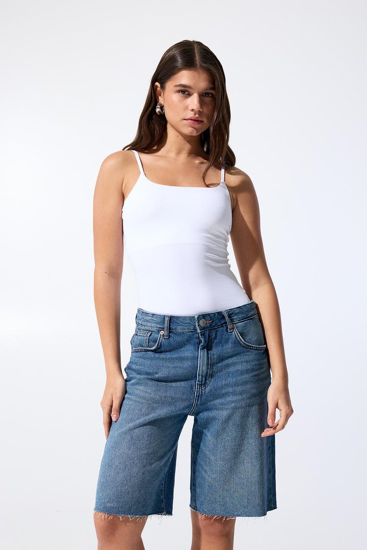 

Топ из полиамида с тонкими бретелями Pull And Bear, белый