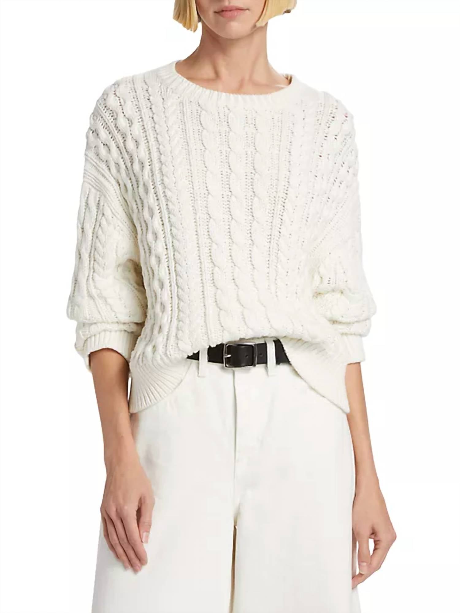 

Свитер Rory Cotton Cable Knit цвета слоновой кости NILI LOTAN