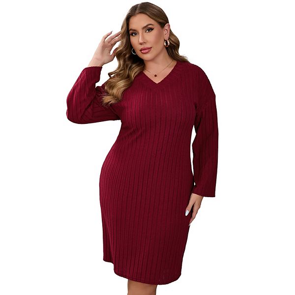 

Платье-свитер Plus size с длинным рукавом Seoria, Burgundy