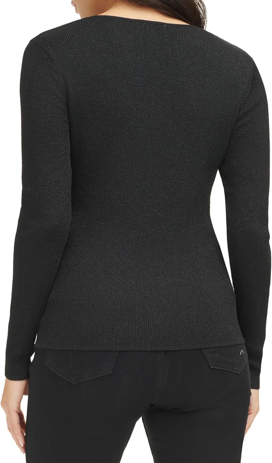 Женский свитер Calvin Klein с люрексом и перекрученным передом, Black — фото 4