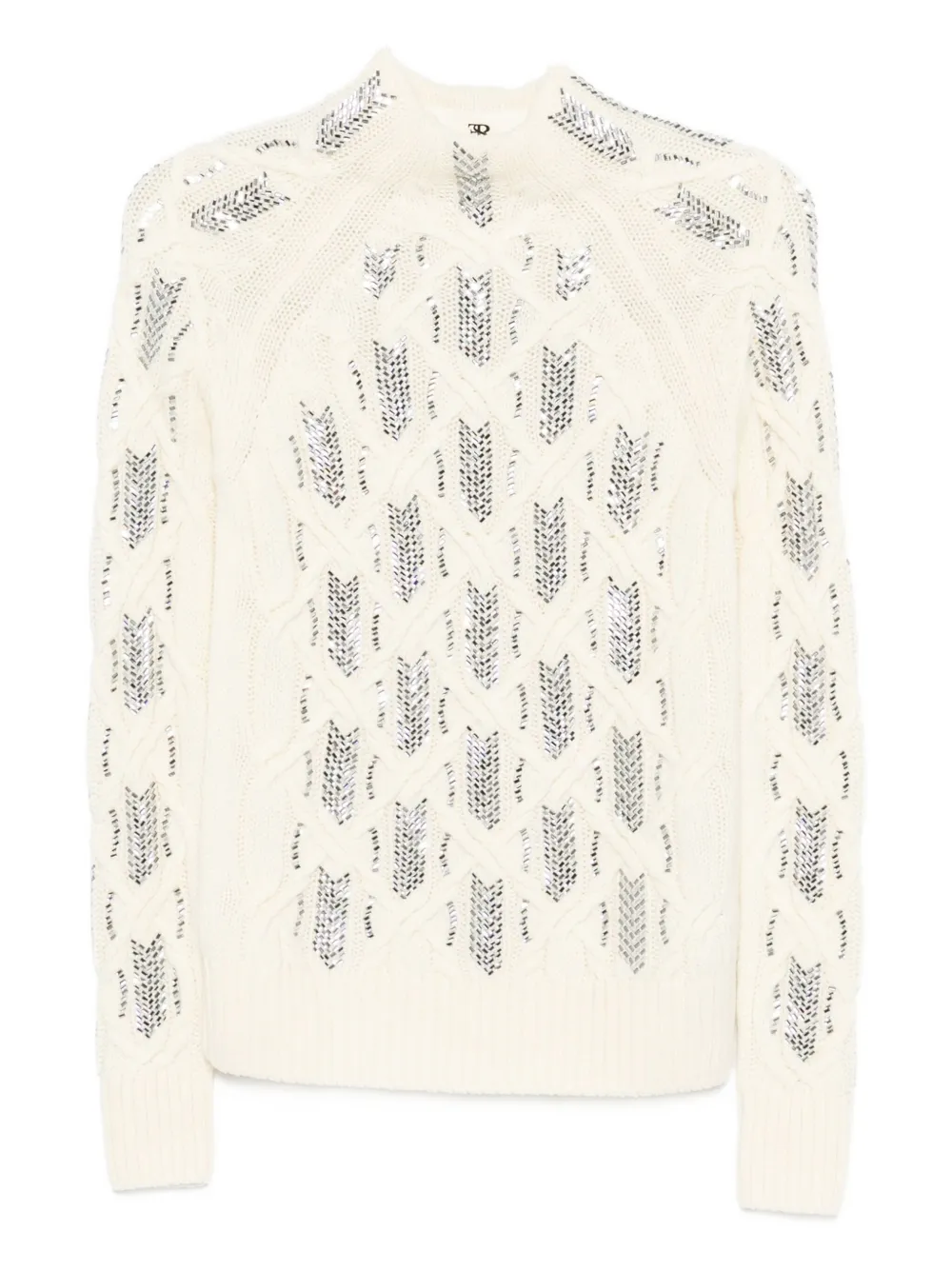 

Декорированный свитер фактурной вязки Ermanno Scervino, нейтральный