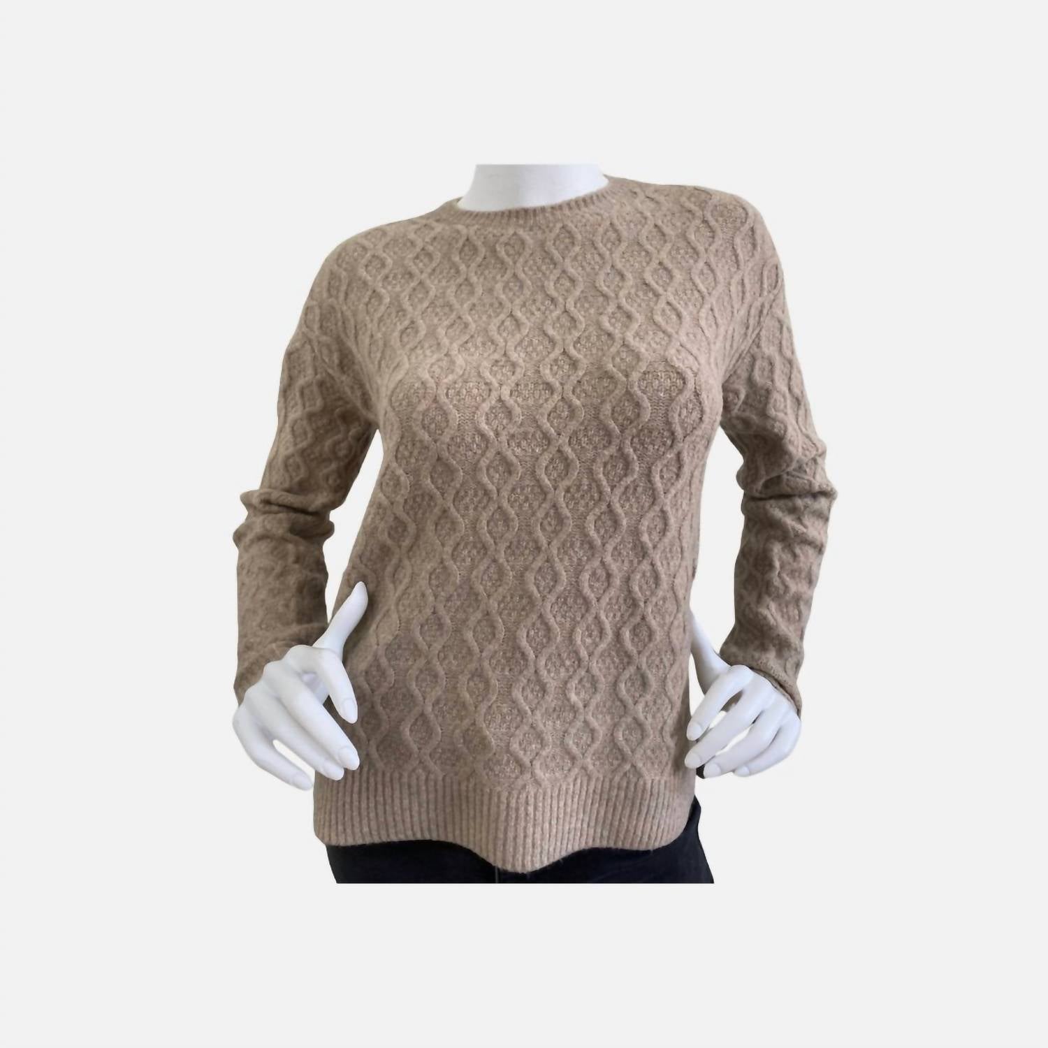 

Свитер с косой вязкой цвета миндаля Elliott Lauren, цвет almond
