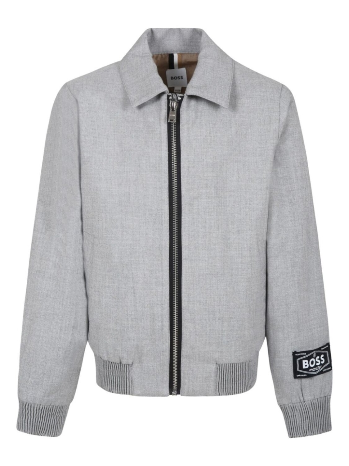 

BOSS Kidswear куртка-бомбер с нашивкой-логотипом, серый