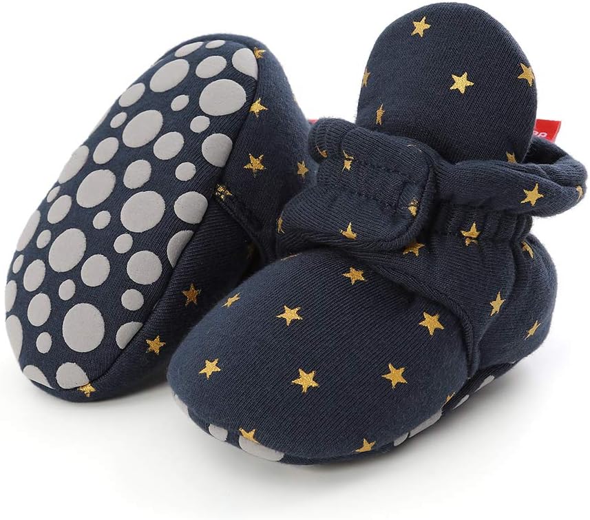 

HsdsBebe Унисекс Новорожденные Детские Хлопковые Пинетки с Нескользящей Подошвой для Малышей Мальчиков и Девочек Зимние Теплые Флисовые Носочки-Обувь, B/Star-Navy Blue