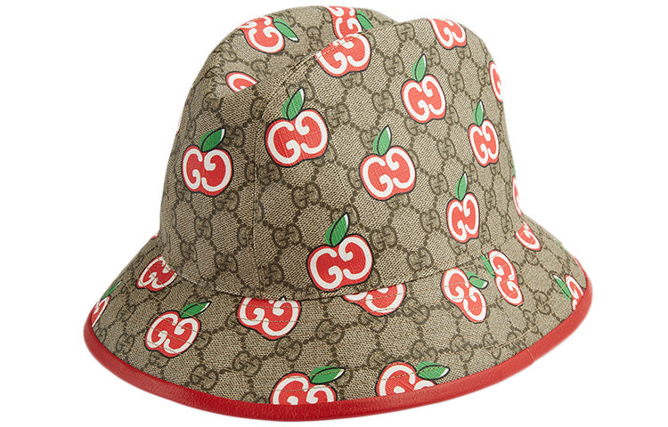 Бейсболка Gucci Canvas Fedora Hat With GG Apple Print 'Beige', коричневый — фото 2