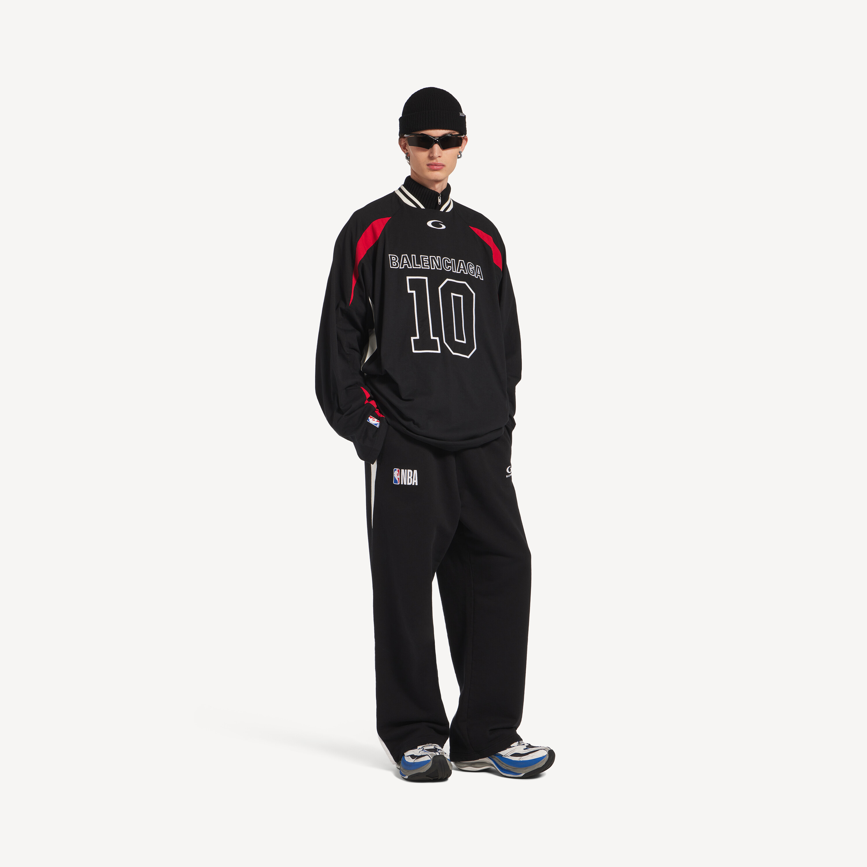 Мужские oversize-джоггеры Balenciaga в коллаборации с NBA, черно-белые, серый — фото 2