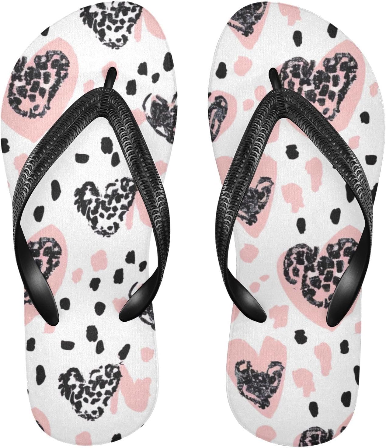 

Женские и мужские летние пляжные шлепанцы Heart Leopard Pink, повседневные сандалии для душа Kfbe