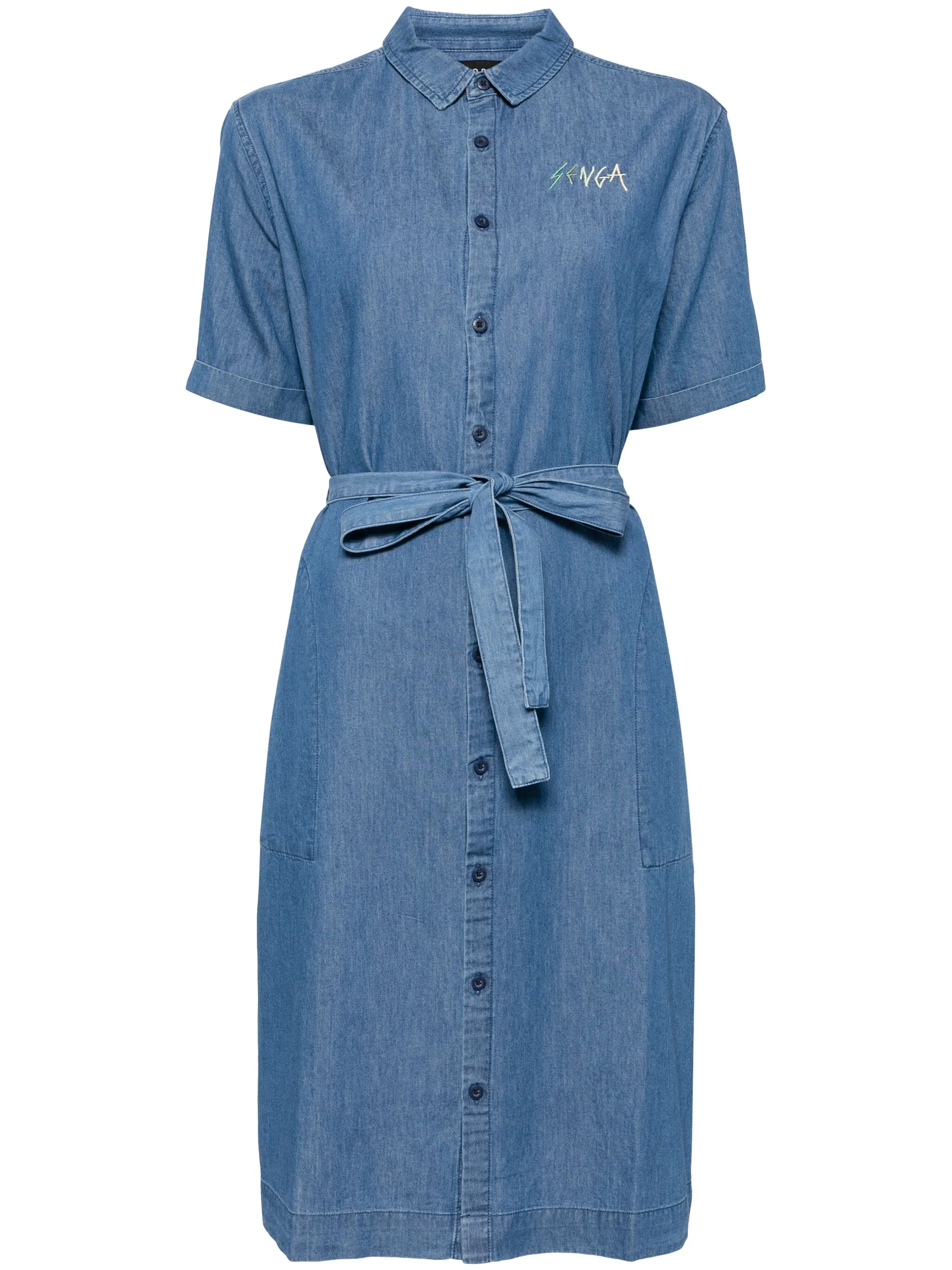 

Платье с поясом и вышивкой Sport B. By Agnès B., синий