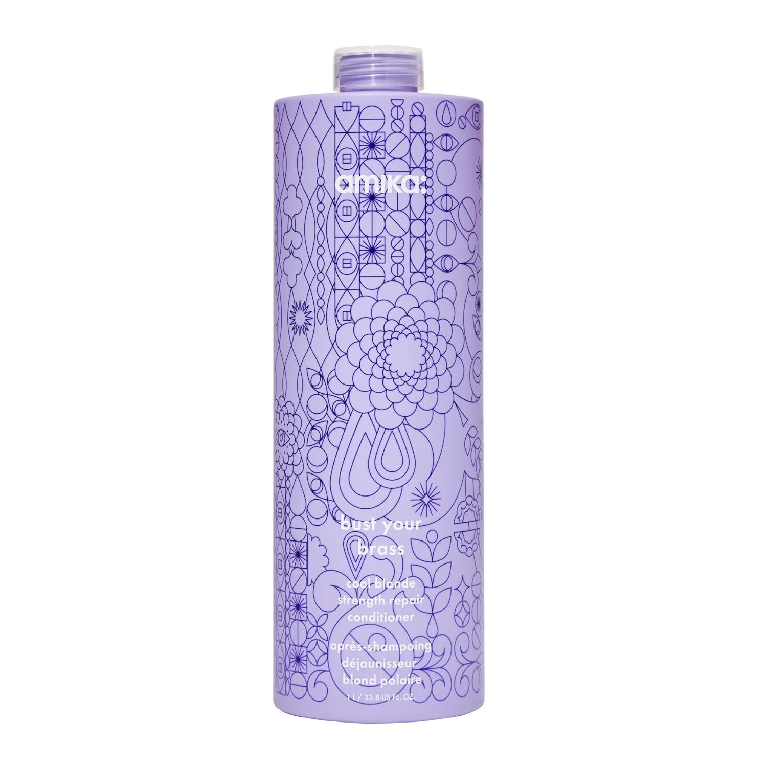 Кондиционер для восстановления волос Amika Bust Your Brass Cool Blonde Strength, 1000 мл