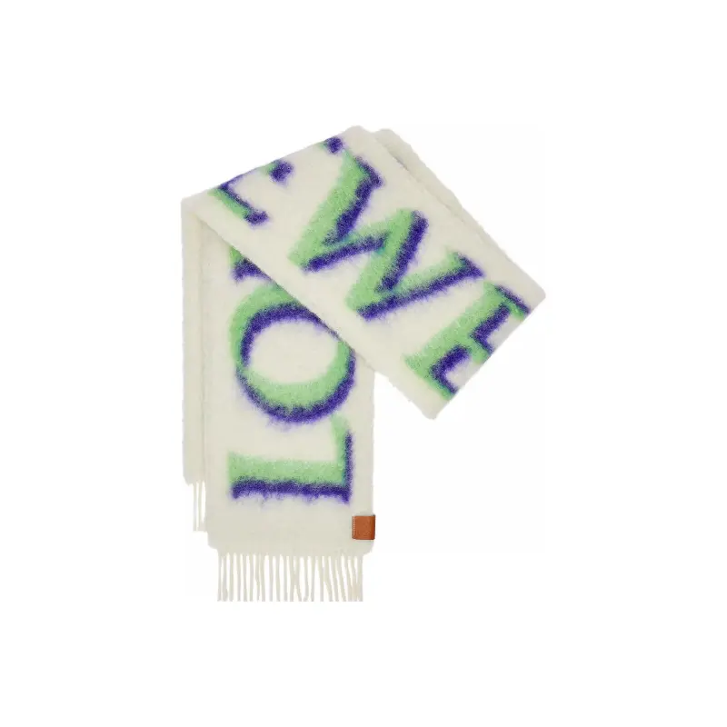 

LOEWE Шерстяной шарф с принтом, White/Green