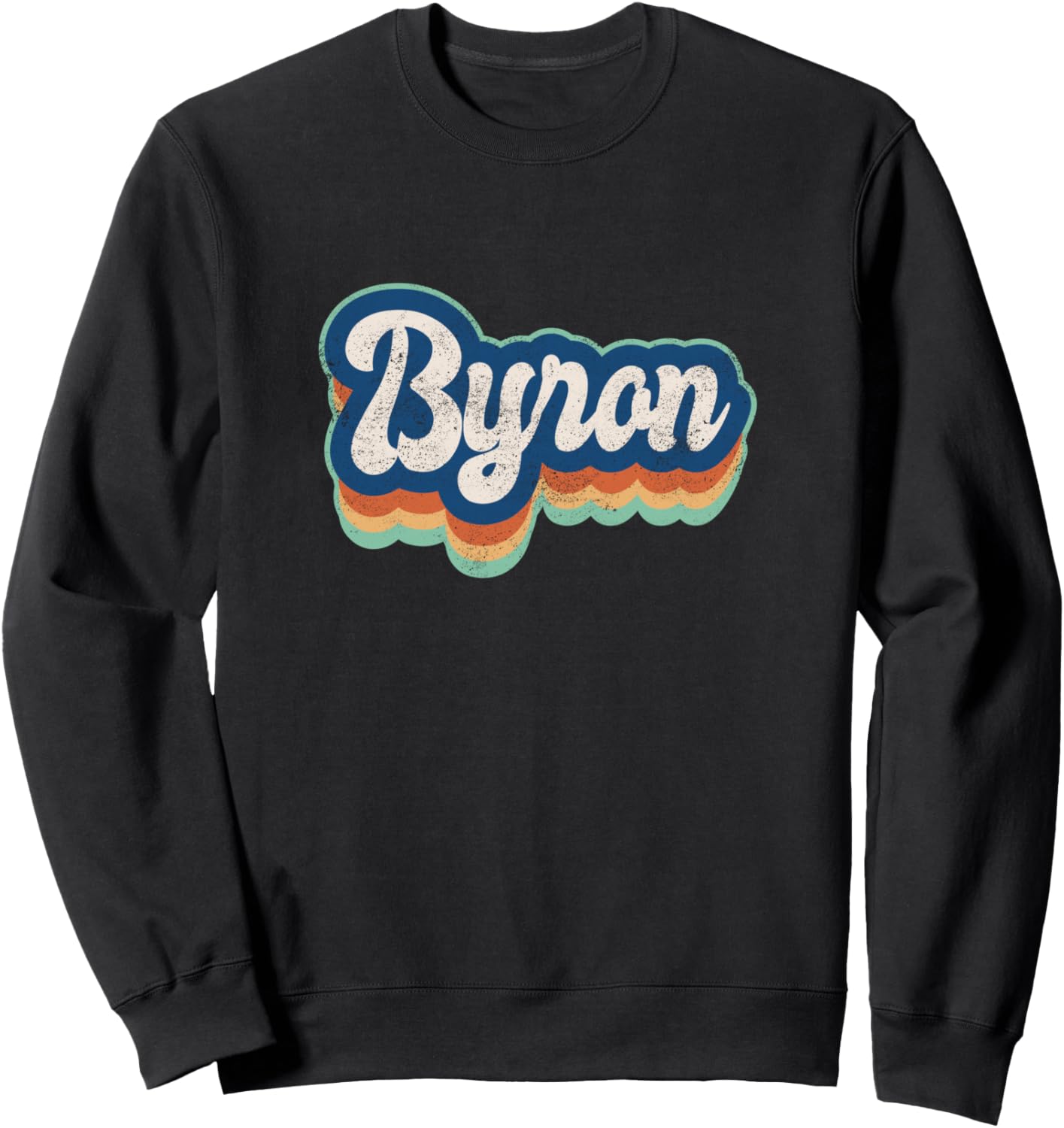

Персонализированная винтажная толстовка Byron Boy в стиле 70-80-х годов Retro Groovy Name Fathers Day Outfit For Men, черный