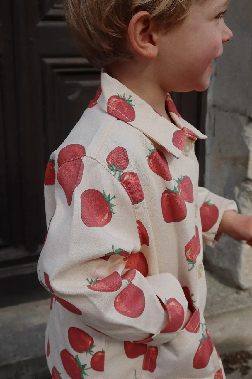 

Детская хлопковая куртка FEN SHIRT JACKET GOTS Konges Sløjd, бежевый