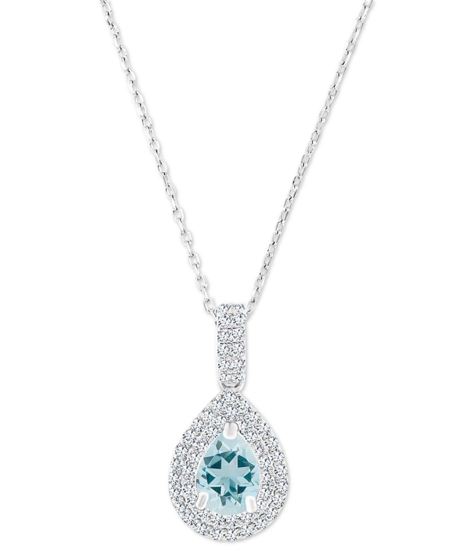 

Подвеска-колье в форме капли с камнем-талисманом, выполненная из стерлингового серебра, с аметистом (5/8 карата) и выращенным в лаборатории белым сапфиром (1/2 карата) Длина 16 дюймов + удлинитель 2 дюйма Macy's, Aquamarine