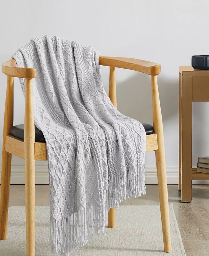 

Плед с тканой текстурой, однотонный крутой, 60 x 50 дюймов Brooklyn Loom, серый