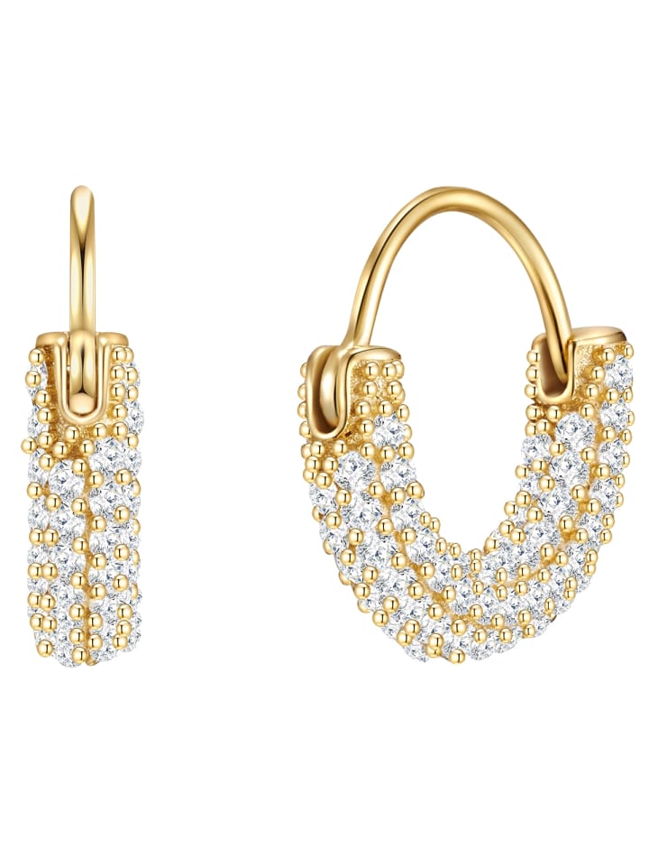 

Glanzstücke München Серьги-кольца из стерлингового серебра с кубическим цирконием в оправе из желтого золота