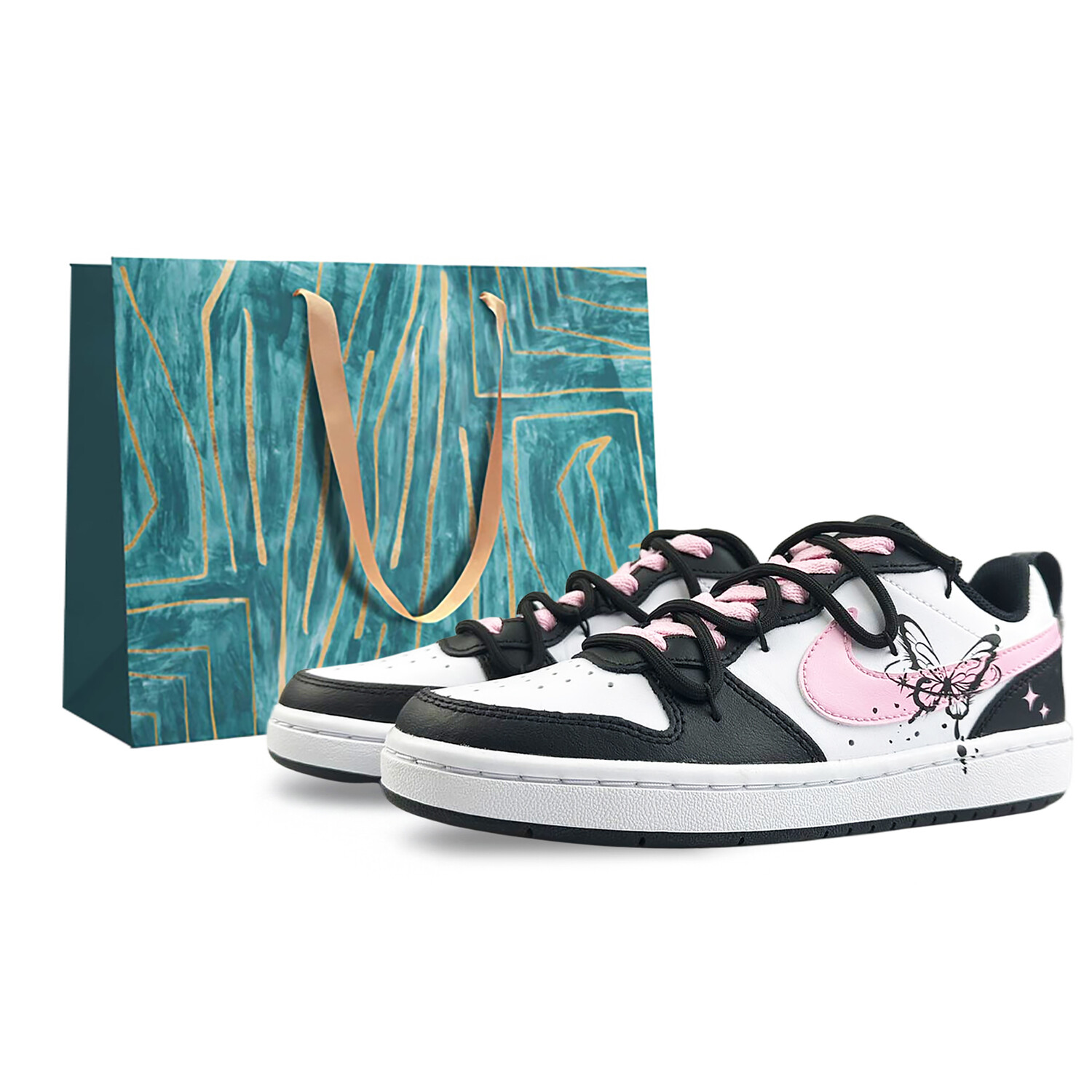 

Кроссовки Nike Court Borough Skateboard Shoes Women's Low-Top Pink, Черный, Кроссовки Nike Court Borough Skateboard Shoes Women's Low-Top Pink