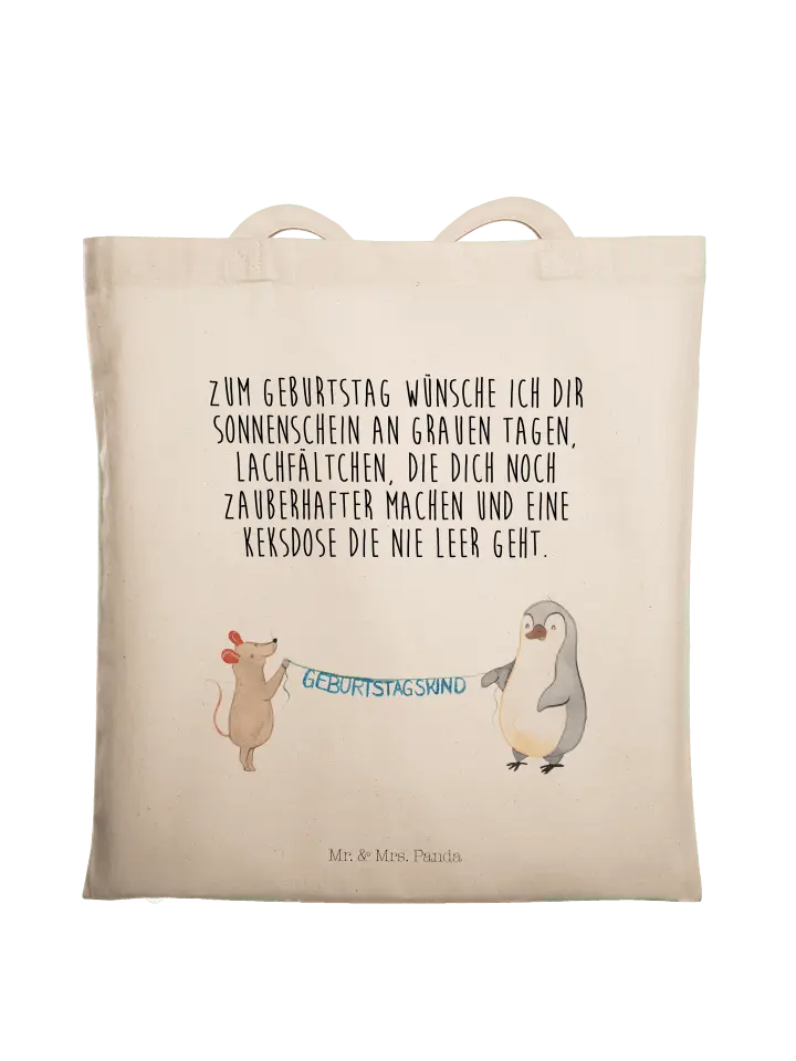 

Сумка для переноски Mr & Mrs Panda Maus Pinguin Geburtstag, кремовый