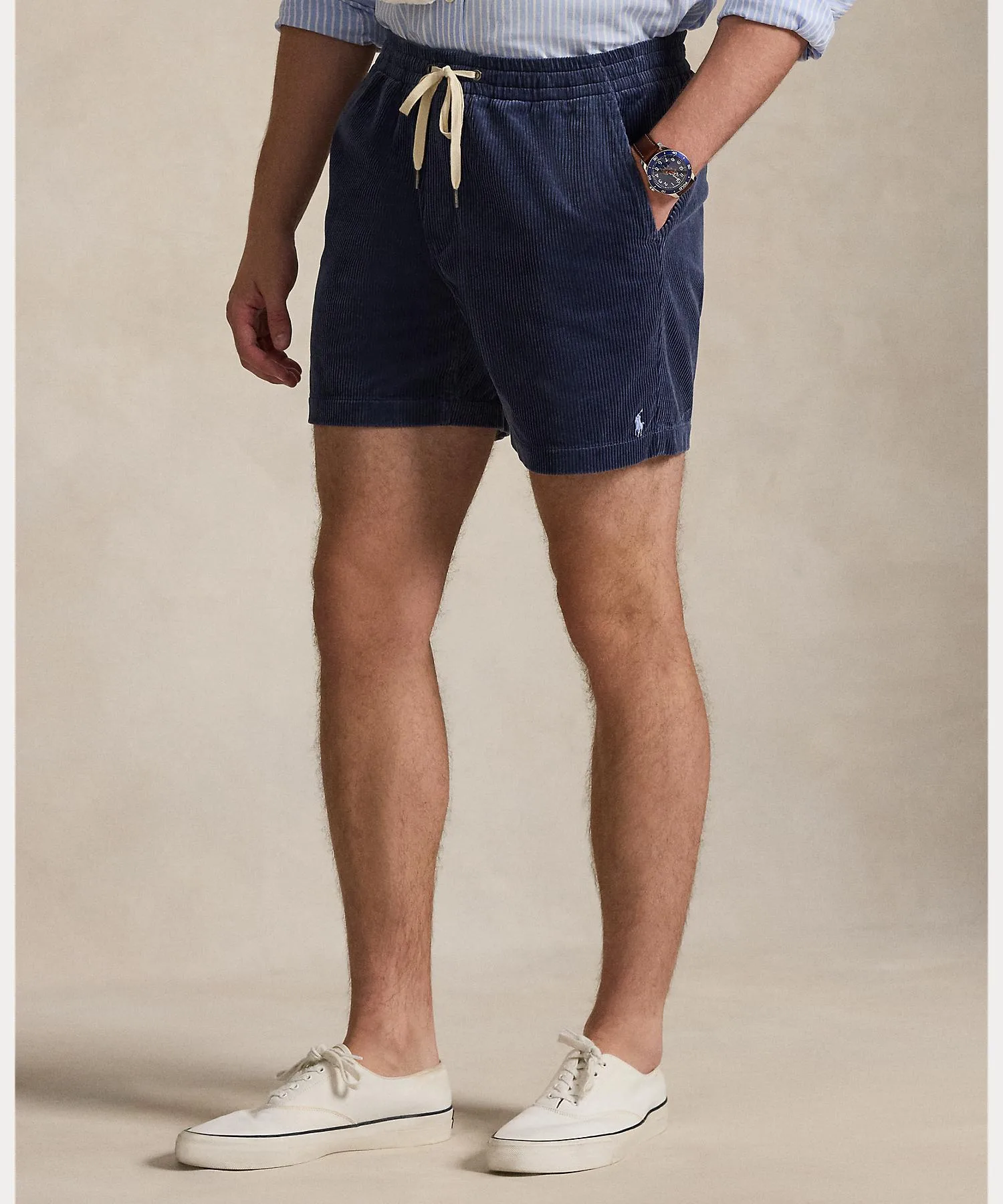 Мужские шорты из хлопкового вельвета 6-inch Prepstar POLO RALPH LAUREN тёмно-синие — фото 3