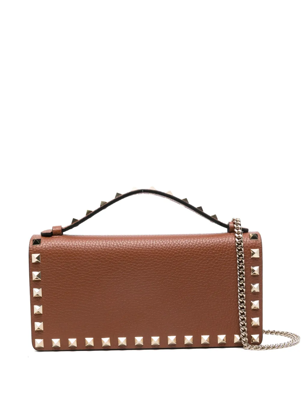 

Мини-сумка с верхней ручкой, украшенная заклепками Valentino Garavani, коричневый