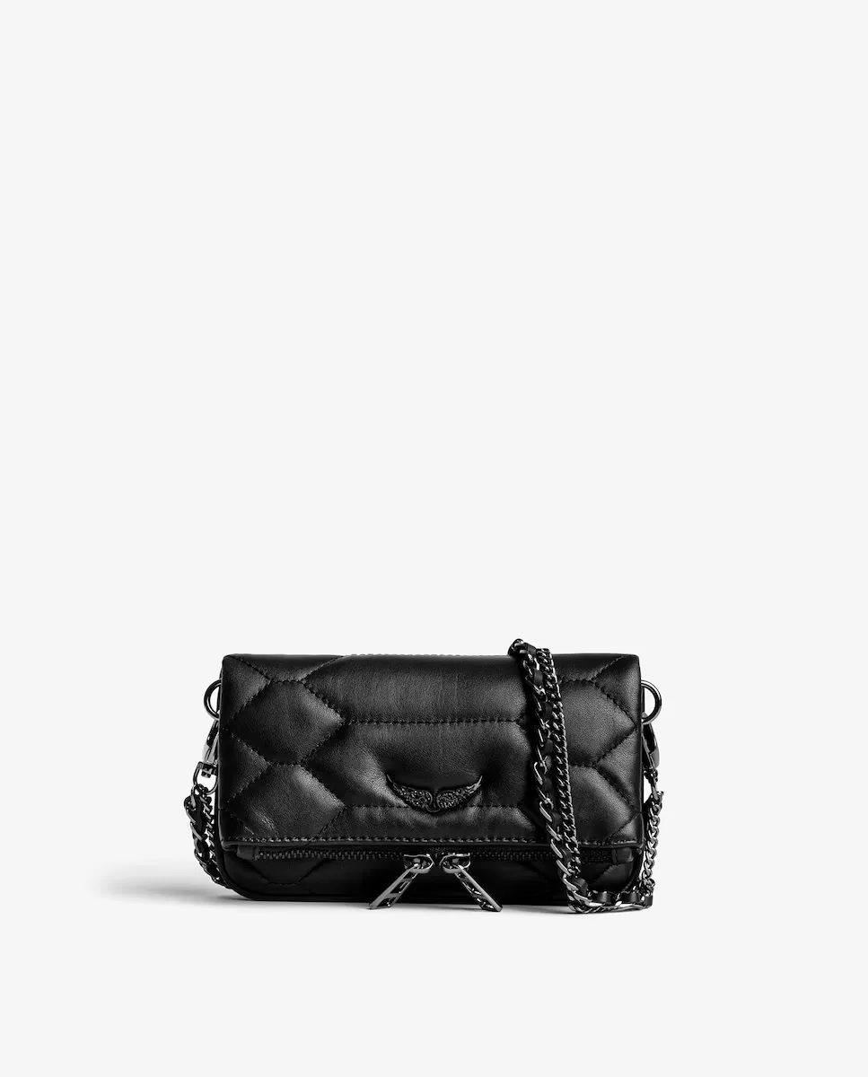 

Многопозиционная кожаная сумка Rock Nano Cuir Matelassé Zadig & Voltaire, черный