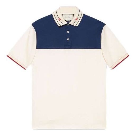 

Рубашка поло collar logo polo 'bone blue' Gucci, белый