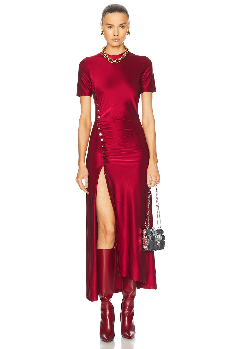 

Короткий рукав миди-платье Rabanne, Scarlet Red