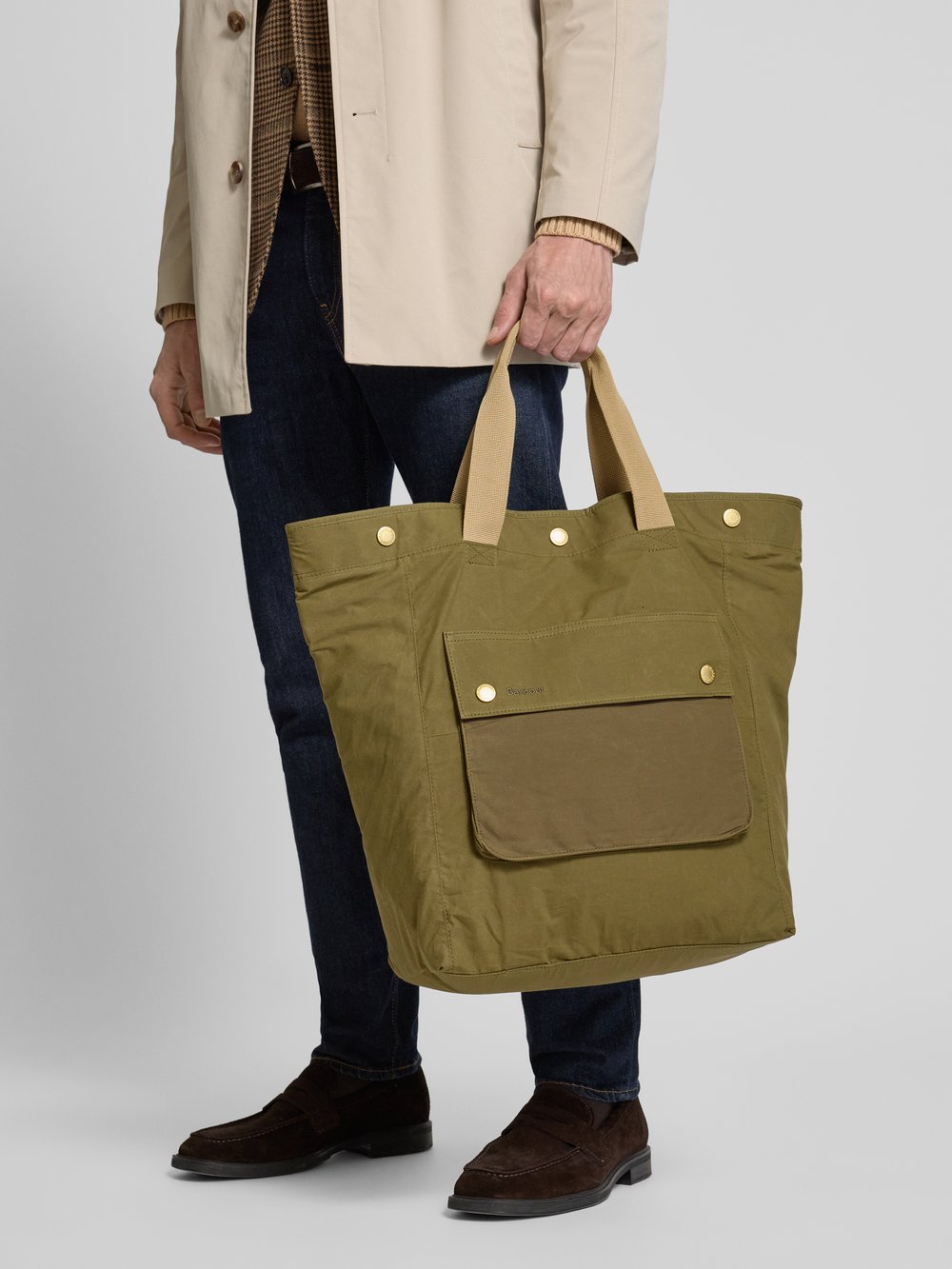 

Сумка-шоппер из чистого хлопка модель «ТРАНСПОРТ» Barbour, хаки