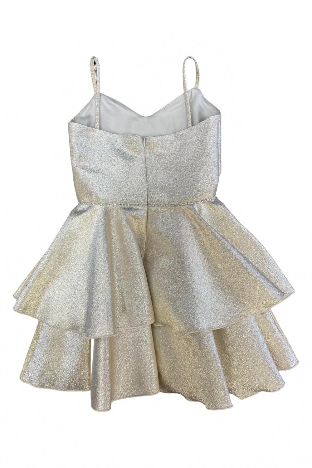 Dolls & Divas Couture Детское платиновое блестящее платье Tinsley серебристого цвета — фото 2