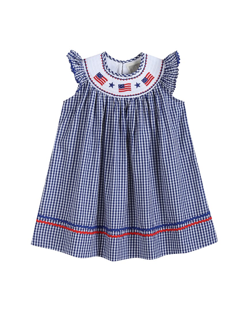 

Платье-епископ Lil Cactus Gingham American Flag Smocked, синий