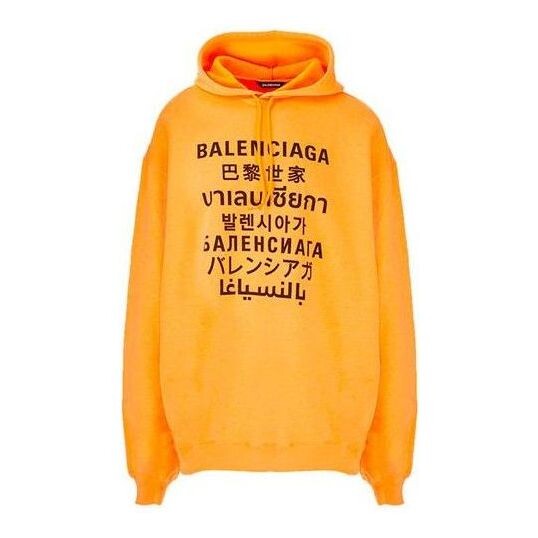 

Толстовка languages logo hoodie 'orange black' Balenciaga, оранжевый