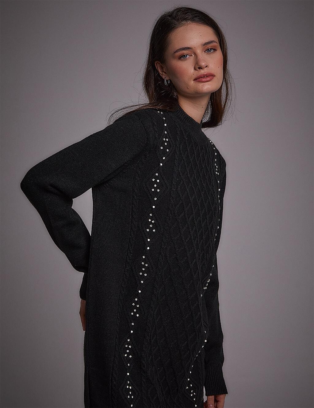 

Туника из трикотажа Stoned, черная Kayra